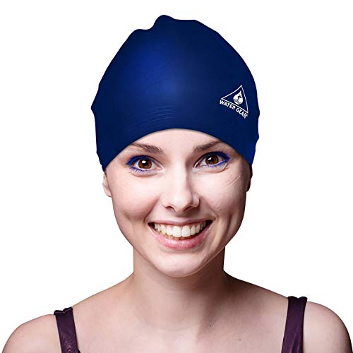 Water Gear Latex Adult Swim Cap - Durable And Flexible Unisex Non-Waterproof - Great For Short And Long Hair - Improve Your Performance - Triathlon Swimmers And Athletes - Navy #TOP1