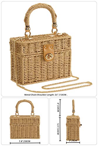 So'each Women's Straw Purse Handbag Wicker Square Crossbody Rattan Bag Boho Crossbody Bag3