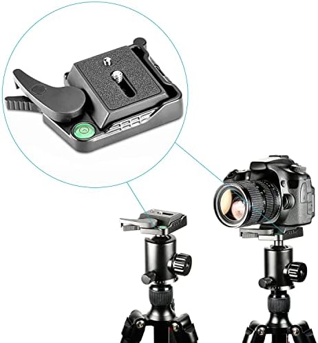 Neewer® Black Aluminum Alloy Quick Release QR Plate Adapter with 1/4"-3/8" Screw and Bubble Lever for DSLR Camera Tripod Monopod Stabilizer Ball Head