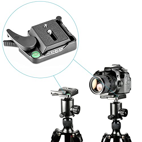 Neewer® Black Aluminum Alloy Quick Release Qr Plate Adapter With 1/4"-3/8" Screw And Bubble Lever For Dslr Camera Tripod Monopod Stabilizer Ball Head #TOP2