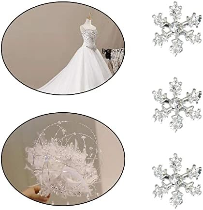 20 Pcs Crystal Snowflake Buttons Snowflake Rhinestone Embellishment Buttons for Scrapbooking Craft Hair Clip Décor