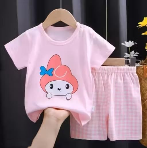 Image of Summer Cotton dress for kids and childs|| dress|Pink rabbit,L
