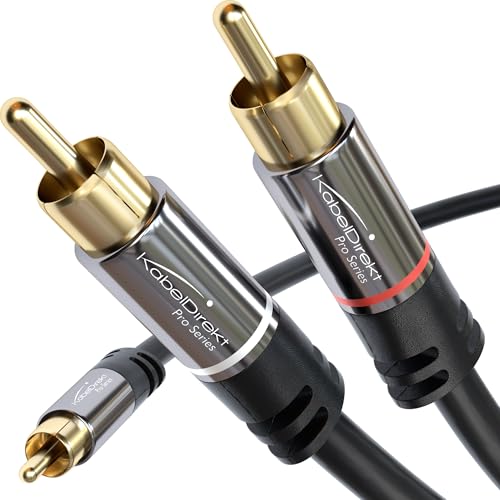 KabelDirekt – 1M Cable RCA Coaxial (Audio Estéreo Digital, 1 Conector RCA Macho A 2 Conectores RCA Macho, Cable Subwoofer, Para Cine En Casa, Alta Fidelidad), Pro Series