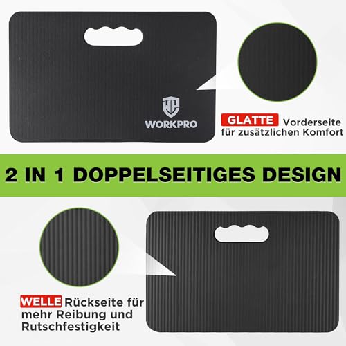 WORKPRO Kniekissen, 2 Stück Wasserdichte Kniekissen Garten, 36mm Extra Dick, 28 cm x 44 cm mit Eingebautem Griff, Weiches Kniepolster für Gartenarbeit, Reparatur, Yoga, Beten und Training