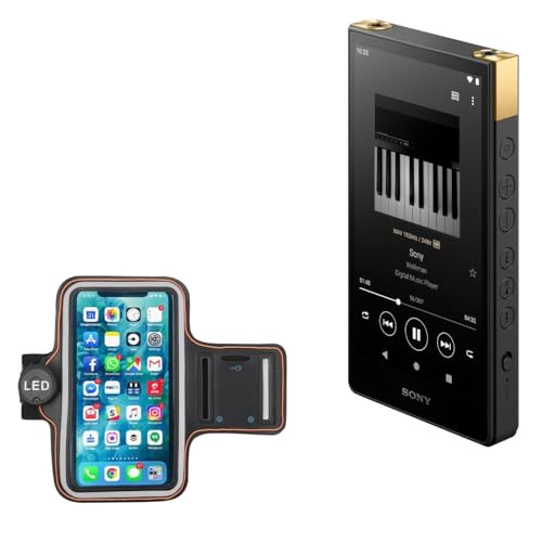 BoxWave Case Compatible with Sony Walkman NW-ZX707 - JogBrite Sports Armband, High Visibility Safety Light LED Runners Armband - Bold Orange
