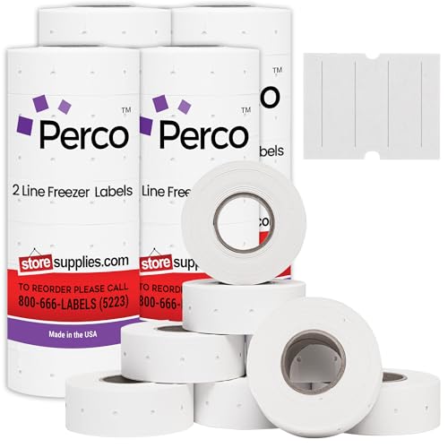 Etiquetas para congelador Perco de alta adherencia para fechadoras de precios