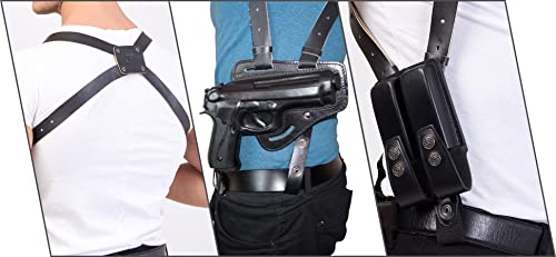 Koltster Beretta 92 96 B803 Shoulder & Belt Holster (2In1) With Double Magazine Pouch, Horizontal Carry Shoulder Holster For Taurus 92&99 Thumb Break Black Genuine Leather Rh Handmade (Khs303) #TOP2