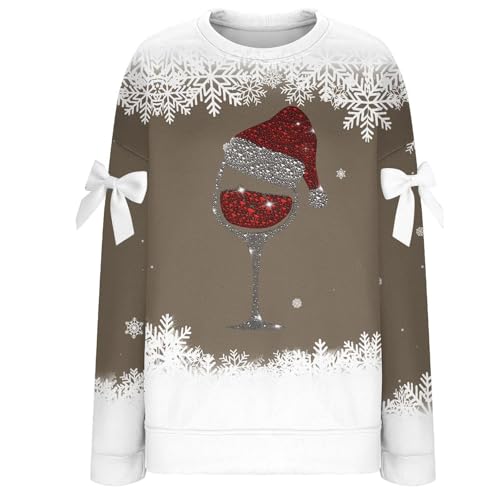 Maglione natalizio da donna divertente vino rosso in vetro stampa felpa Merry Christmas gnomo natalizio maglione natalizio maglione oversize girocollo manica lunga inverno maglione Natale maglione Maglione natalizio da donna divertente vino rosso in vetro stampa felpa Merry Christmas gnomo natalizio maglione natalizio maglione oversize girocollo manica lunga inverno maglione Natale maglione