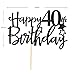 Black Glitter Happy 40th Birthday Cake Topper for Women Men, Hello 40th Anniversary, Cheers to 40 Years Party Decorations
