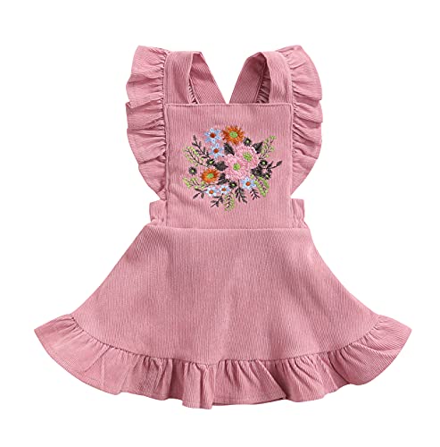 MERSARIPHY Baby Girls Suspender Dress Infant Embroidered Straps Skirt Overall Dresses Winter Fall Clothes