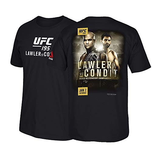 Camiseta negra UFC 195 Lawler vs Condit Reebok para lucir estilo de lucha en el gimnasio BG0930