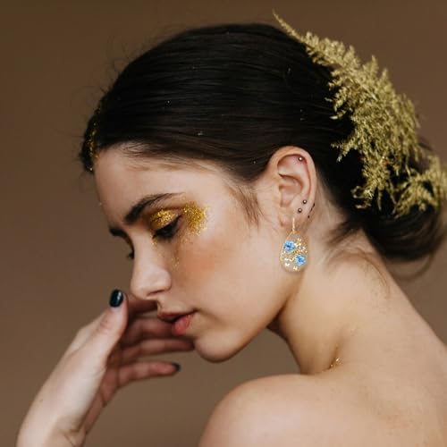 Boucles D'Oreilles à Fleurs Pressées à Sec NICENEEDED, Boucle D'Oreille Pendante en Résine Florale, Boucles D'Oreilles Créoles en Forme de Larme Faites à la Main, Accessoires de Bijoux – vue 5