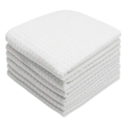 Mia'sdream Microfiber Cleaning Cloth Dish Cloths Waffle Weave Kitchen Dish Cleaning Rags 12Inch X 12Inch 6 Pack White #TOP22