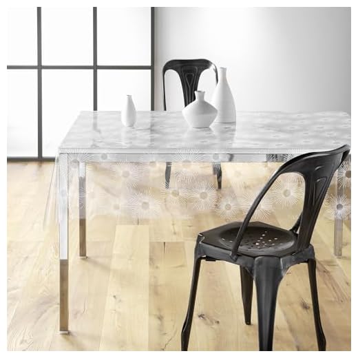 Douceur d'Intérieur Soleil Tischdecke, rechteckig, transparent (140 x 240 cm), bedrucktes PVC 14/100E