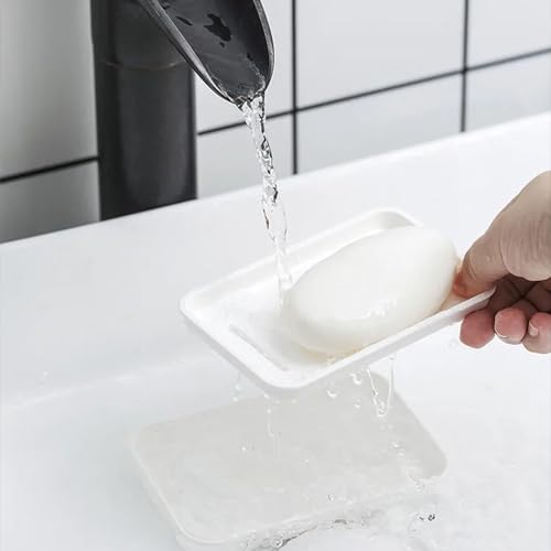 Porte-Savon Plastique Gris Double Couche Drainant DIAONIAN