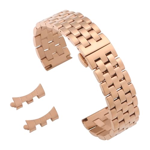 Bracelet montre maillons massifs incurvés 20mm en acier premium avec boucle papillon