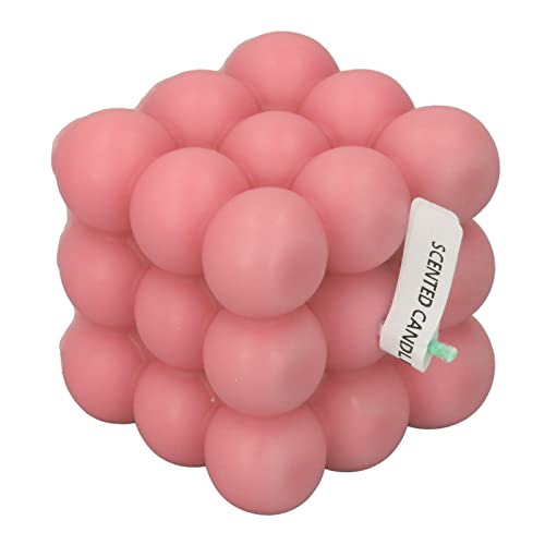 Bougie en Cire de Soja, Mode Cube élégant Main à la Main Versée ED pour Pot de Pot de Maison de Décoration Parfumée Chambre Rose (PINK)