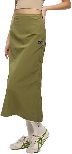 Women Cargo Skirt Casual Low Waist UPF 50+ Drawstring A-line Adjustable Long Ski
