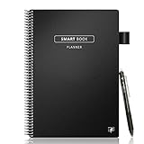 Intelligentes wiederverwendbares Notizbuch A4-KIYUBEIE Planner,umweltfreundliches,löschbares Tagebuch mit 1 Frixion-Stift und Putztuch,Schwarzer wasserdichter Spiral-Notizblock (8.5x11)(Letter)