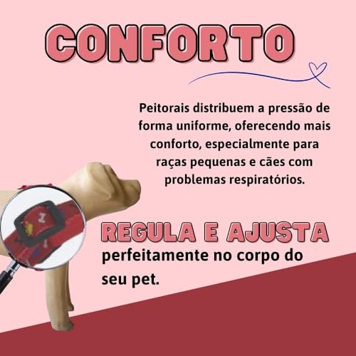 MY PET BRASIL Peitoral Para Cachorros N°2 Ajuste Fácil No Corpo Do Pet Pata Osso Coleira Peitoral Re
