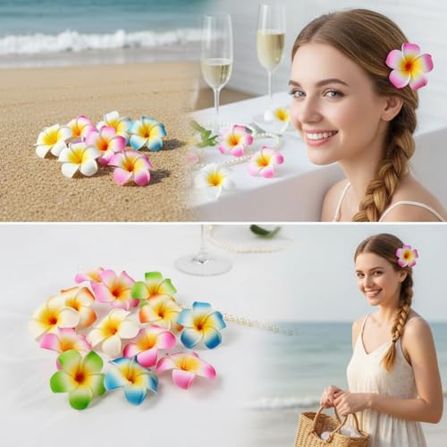 Hawaii Plumeria Flower Hair Clips - Tropical Hair Accessories