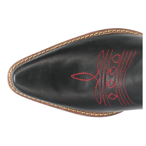 Dingo Womens Queen A Hearts Round Toe Embroidered Casual Boots Mid Calf Mid Heel 2-3" - Black4