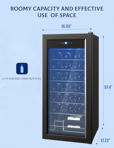 DEXSO 30 Bottles Wine Cooler Fridge - 80 Cans Beverage Refrigerator Glass Door, 41-64°Fwine Fridge with Led Light for Beer, Soda, Water, Drink Cooler for Home Office Bar