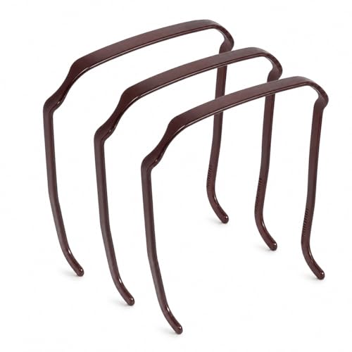 Square Invisible Headband for Curly Thick Hair Brown and Black Large 3 Pack