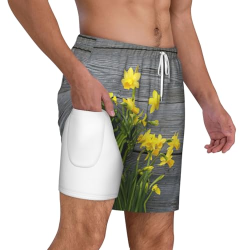 Short de bain jonquilles homme à séchage rapide avec doublure maille - 3