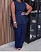 Women's Plus Size 2 Piece Pants Outfits Sleeveless Vest Wide Leg Pantsuit 2026 Dressy Casual Work Sets Navy Blue 3X