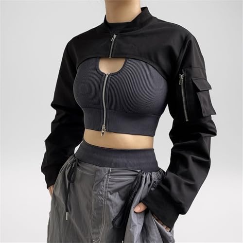 win2win Punk Fashion Crop Shrug Top Women Cargo Shoulder Covers Goth Long Sleeve2