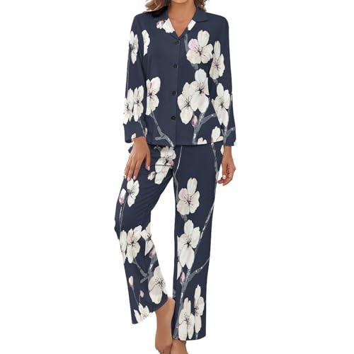Vêtements de nuit haut et pantalon imprimé japonais fluide