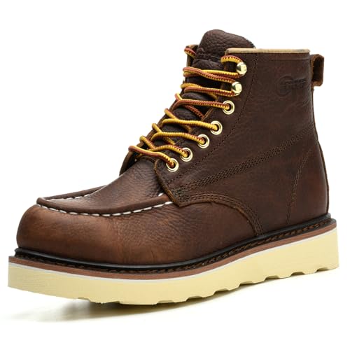 Image of Work Boots for Men - 6 Inch Wedge Soft Toe Mens Work Boots, Waterproof Construction Work Shoes