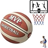 MeiLoRo Silent Basketball with Indoor Basketball Hoop-Size 7, Soundless, New 3D Grooveed Airless Foam for Quiet Dribbling and Indoor Training（Brown