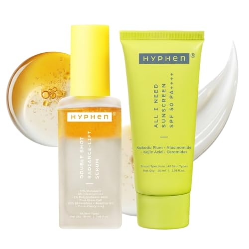 Image of Brightening & Dark Spot Correcting Skincare Duo with SPF 50 PA++++ Protection | Radiance Lift Serum + Nourishing Sunscreen for Even, Plump & Protected Skin