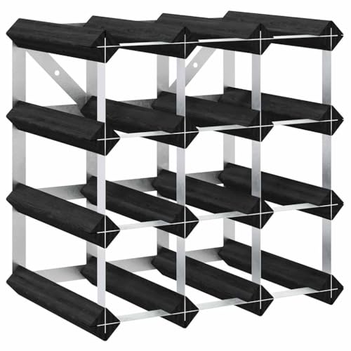 vidaXL Kiefernholz Massiv Weinregal für 12 Flaschen Flaschenregal Flaschenständer Weinständer Weinflaschenregal Regal Weinschrank Schwarz