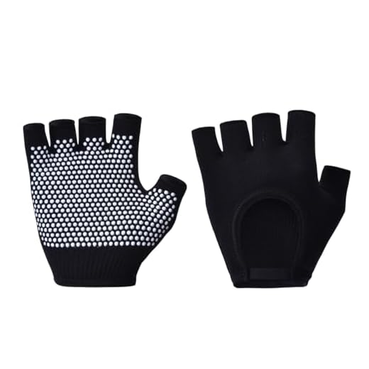 Oasymala - Guantes de yoga sin dedos sin dedos – Ideal para pilates, barra, aire yoga y fitness – Tejido transpirable con agarre mejorado para estabilidad (Negro)