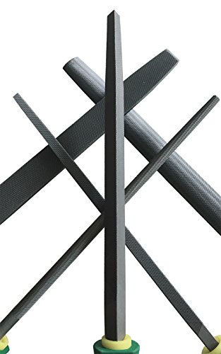 Ycammin 8 Inch Premium Grade High Carbon Hardened Steel File Set, Comfortable Rubber Hand Grip Handles/Best For Shaping Wood/Metal & Sharpening Tools(5 Pcs) (Steel File, 8'' Steel File) #TOP3