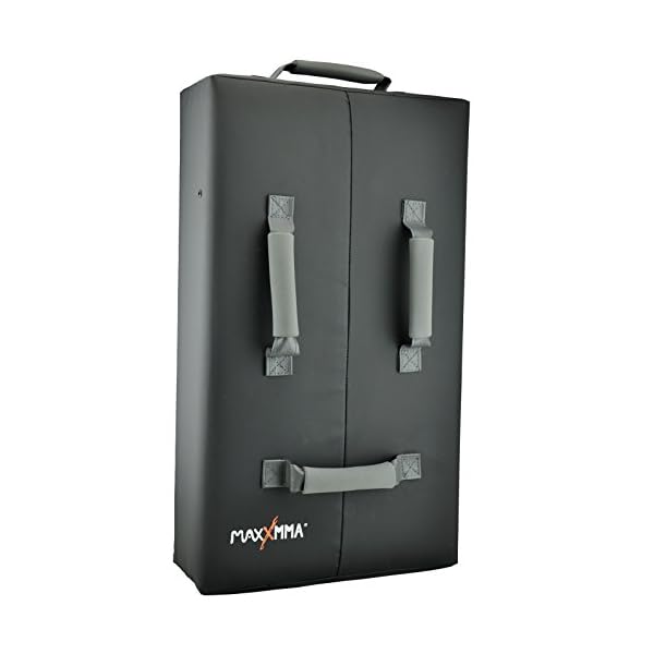 MaxxMMA Kick Shield, Boxing Punching Pad Kickboxing Muay Thai Training Foot Target Strike Body Shield, Great for MMA, TKD, Krav MAGA, Martial Arts, Karate Workout (Black)