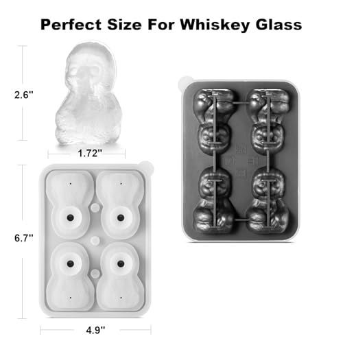Nax Caki 3D Sloth Ice Cube Mold Fun Shapes, Cute Sloth Gifts for Women, Large Craft Ice Mold, Big Sloth Ice Cube Trays for Whiskey Cocktails Bourbon — view 3