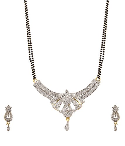 YouBella American Diamond Gold Plated Mangalsutra with Chain and Earrings for Women (B011EW9NM8) Amazon Price History, Amazon Price Tracker