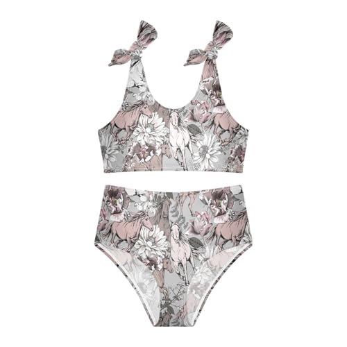 Image of CaTaKu Girls Two Piece Swimsuits Toddler Bathing Suits Bikini Set Summer Beach Swimwear for Girls Size 3-12T