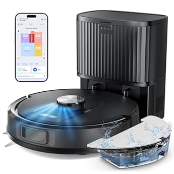 Foto di Vexilar Robot Aspirapolvere Lavapavimenti con Mappatura,8000Pa,3 Ore Autonomia,Svuotamento Automatico,W11 Aspirapolvere Robot Lavapavimenti con Mappatura con Stazione per Tappeti/Pavimenti/Peli