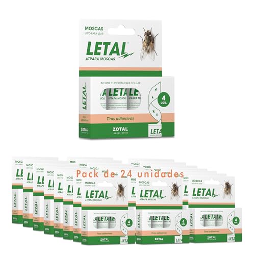 Zotal LETAL® ATRAPA Moscas - Caja con 4 Unidades (Pack de 24 Cajas - 96 Unidades en Total)