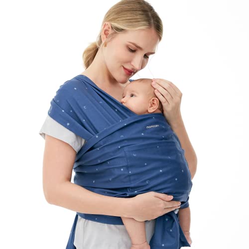 Image of Momcozy Baby Wrap Carrier Slings, Infant Carrier Slings for Newborn up to 50 lbs, Baby Wrap Adjustable for Adult Fits Sizes XXS-XXL, Easy to Wear Baby Carriers, Ergonomic Front Facing/Back, Starry Sky