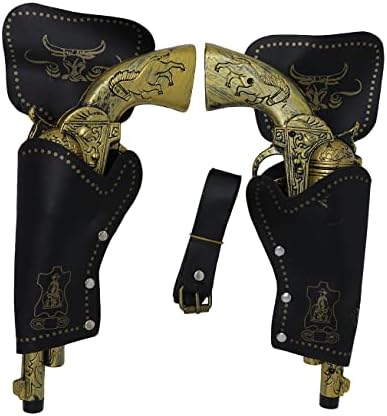 Fiestas Guirca Double Holster cowboy with bronze-colored plastic guns