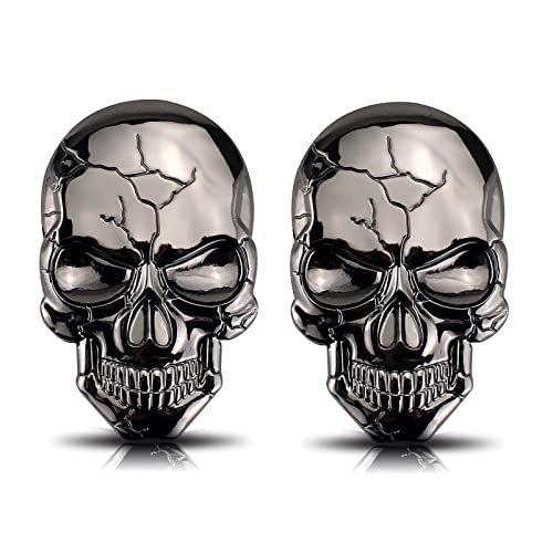 Adhesivo 3D de Metal para Coche, Metal 3D Coche Pegatinas Calavera Pegatina Calaveras Moto Etiqueta engomada de la Insignia del Emblema Pegatina Coche para Motocicleta de automóvil 2 Piezas