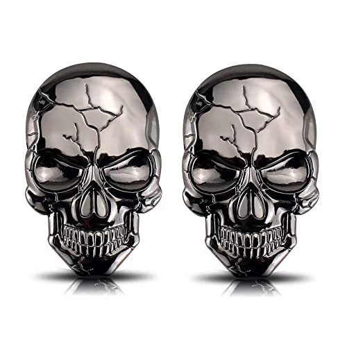 Autocollant 3D Tête de Mort en Métal pour Voiture et Moto - Stickers Emblème Styling (2 Pièces)...