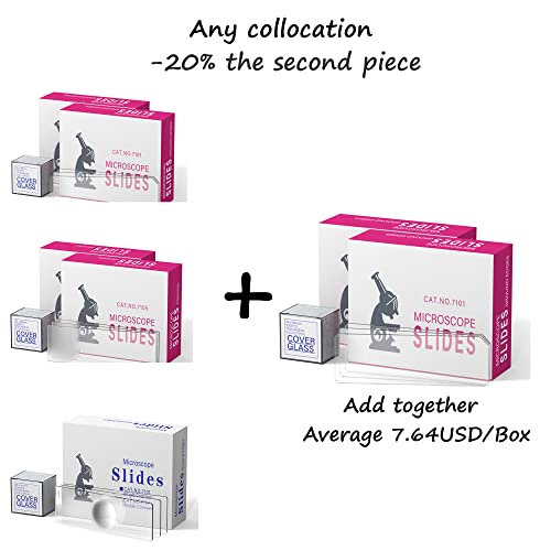 Vabiooth Rounded Edge Microscope Slides Kit, 50 Pcs Pre-Cleaned Blank Microscope Slides And 100 Pcs 22X22Mm Square Coverslips Cover Glass For Monocular Binocular Trinocular Microscopes #TOP6