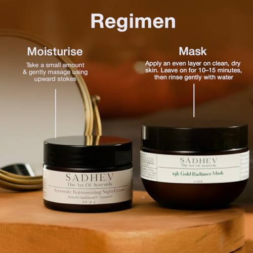Image of Sadhev Ayurvedic 24K Gold Radiance Mask | Restores Brightness | Reduces Pigmentation | Calms & Revitalizes Skin| All Skin Types (75 g)
